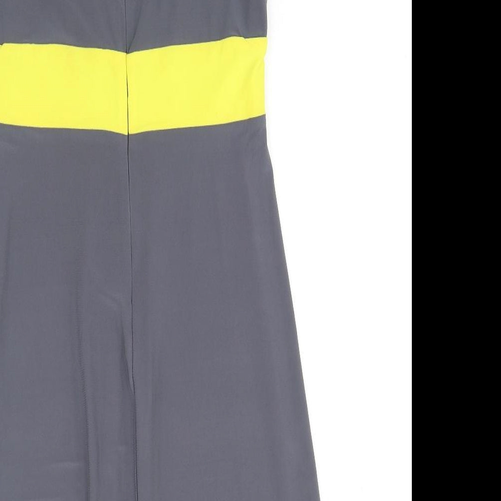 Tiana B Womens Grey Colourblock Cotton A-Line Size 12 V-Neck Zip