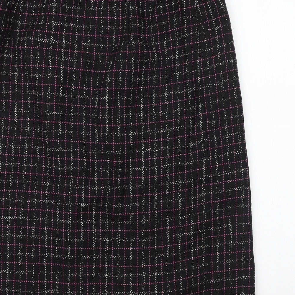 LUCIA Womens Black Plaid Cotton Straight & Pencil Skirt Size 14 Zip
