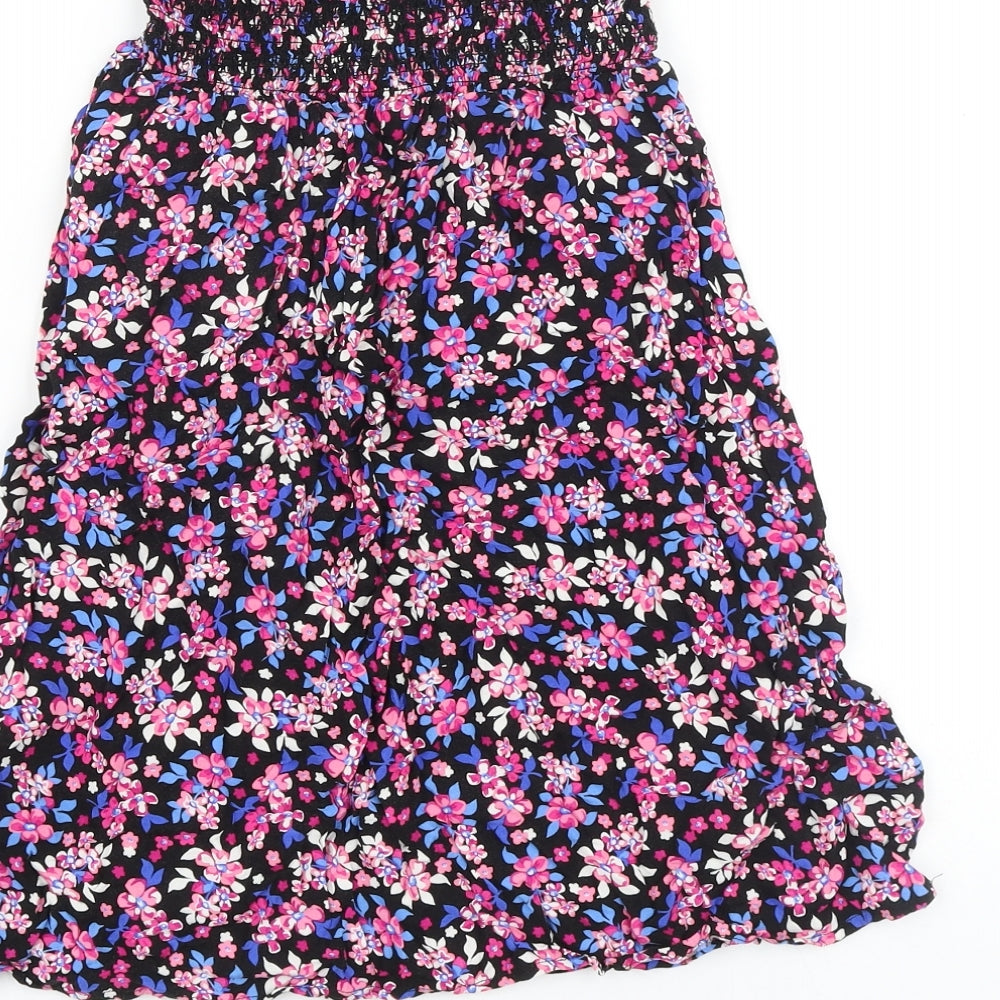 Debenhams Womens Multicoloured Floral 100% Cotton Basic Blouse Size 8 Off the Shoulder - Shirred Top