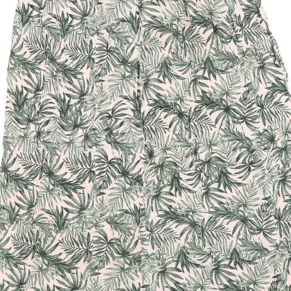 Preworn Womens Green Floral Viscose Swing Skirt Size 30 in