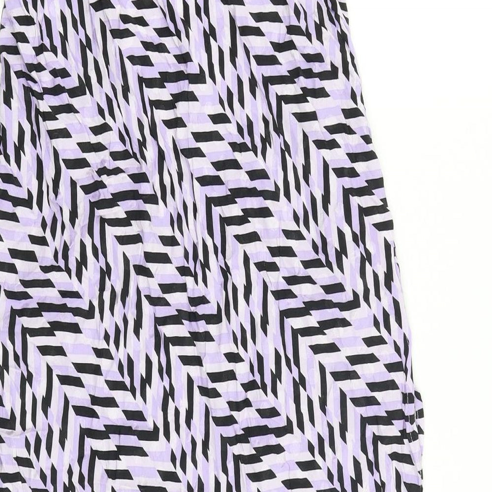 River Island Womens Purple Geometric Viscose Swing Skirt Size 8