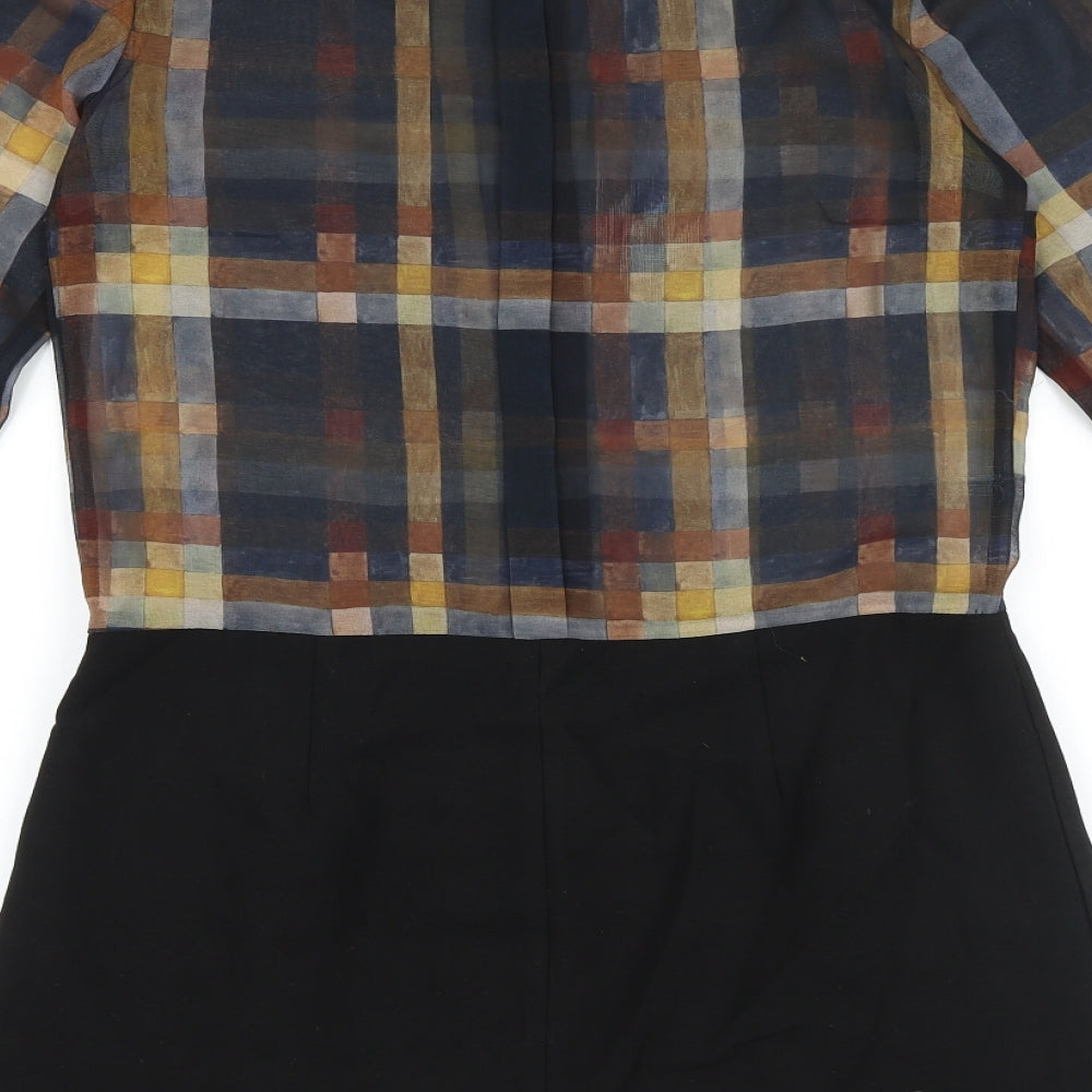 Zara Womens Black Plaid Viscose Shirt Dress Size S Collared Button
