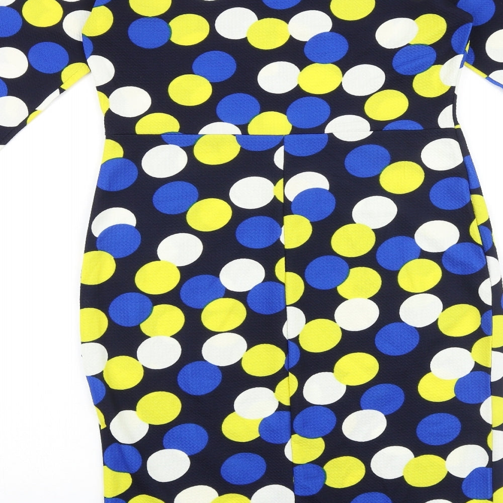 Collection London Womens Multicoloured Geometric Viscose Bodycon Size 12 Boat Neck Pullover