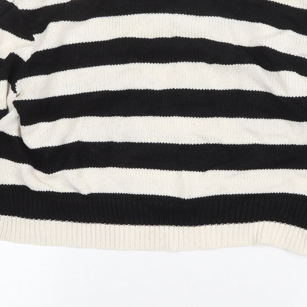 H&M Womens Multicoloured Boat Neck Striped Acrylic Pullover Jumper Size S
