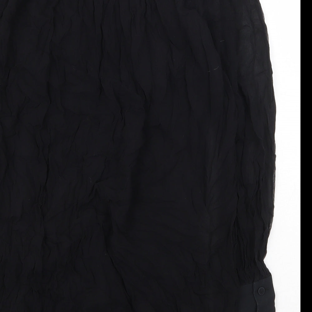 Preworn Womens Black Silk A-Line Size 8 Round Neck Hook & Eye