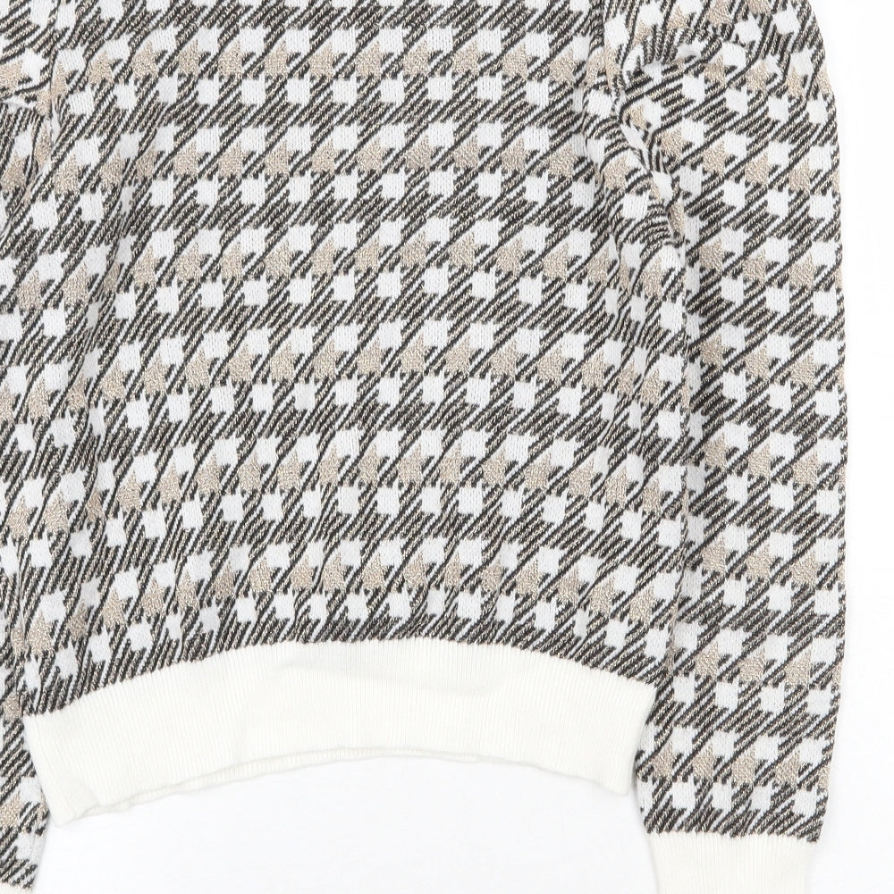 NB Avenue Womens Multicoloured Mock Neck Geometric Polyester Pullover Jumper Size S
