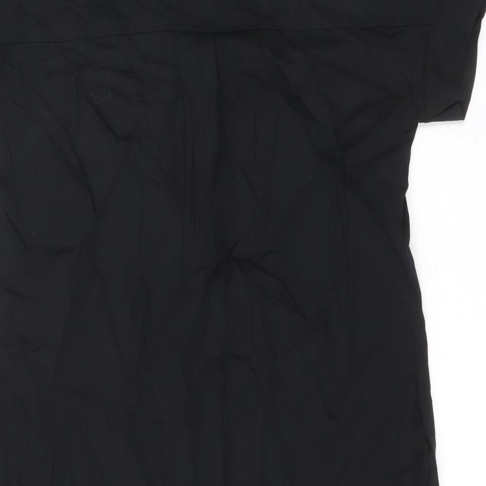 Marks & Spencer Womens Black Viscose Shirt Dress Size 10 V-Neck Pullover