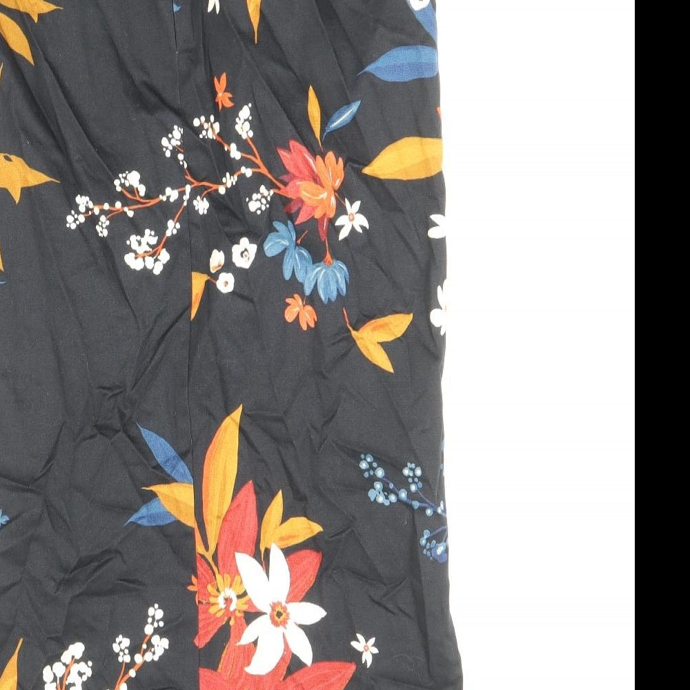 Marks & Spencer Womens Multicoloured Floral Cotton Straight & Pencil Skirt Size 10 Zip