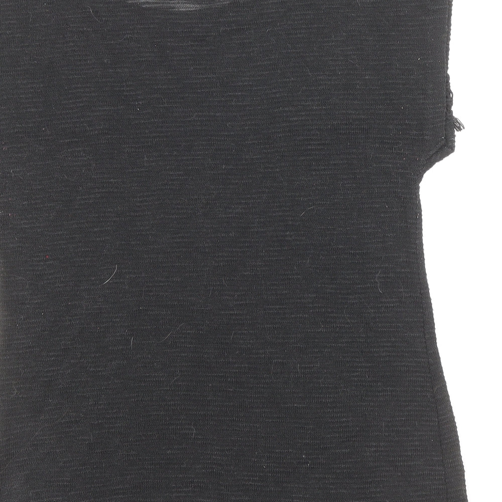 Dorothy Perkins Womens Black Polyester Basic T-Shirt Size 10 Round Neck
