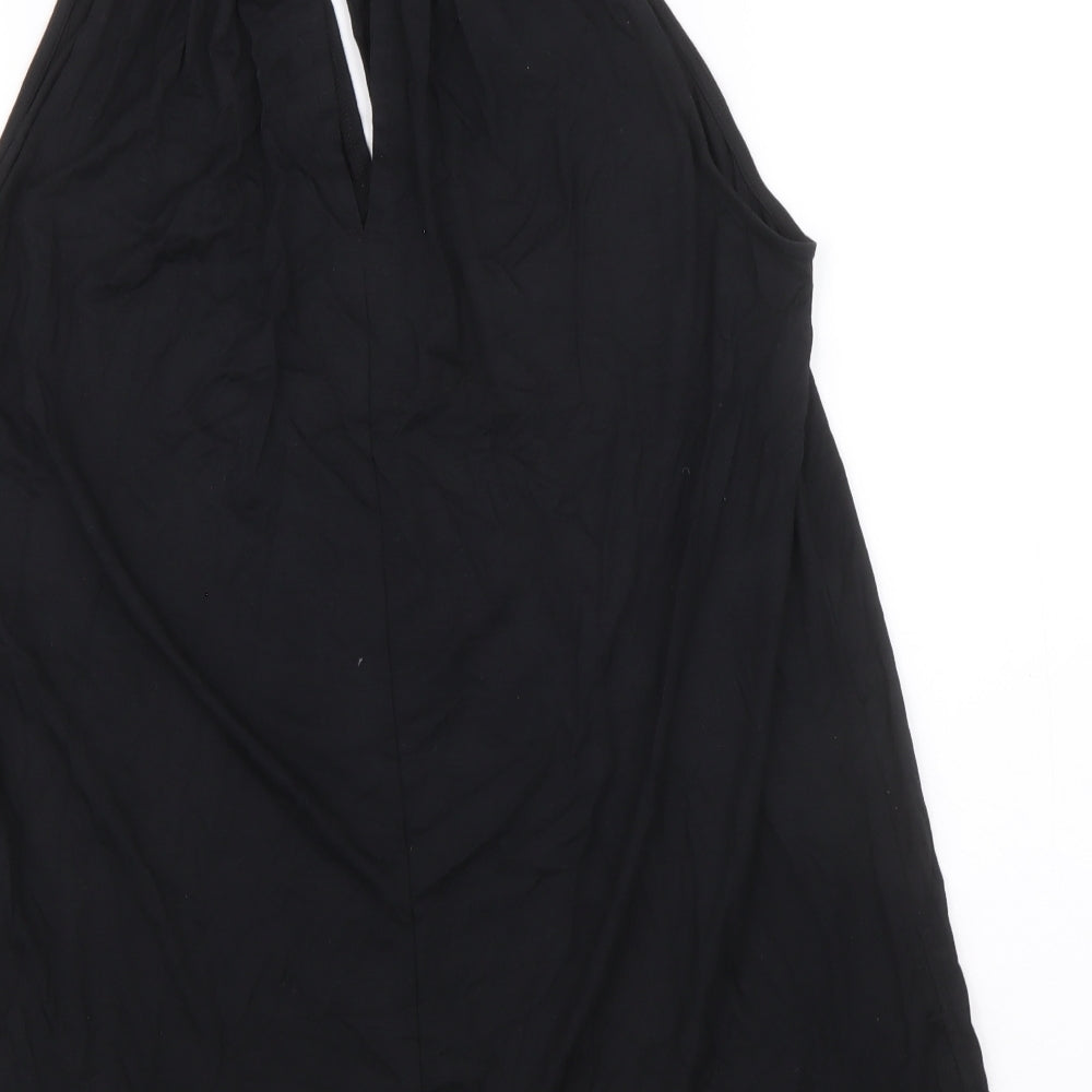 Cable & Gauge Womens Black Viscose Basic Tank Size M Round Neck