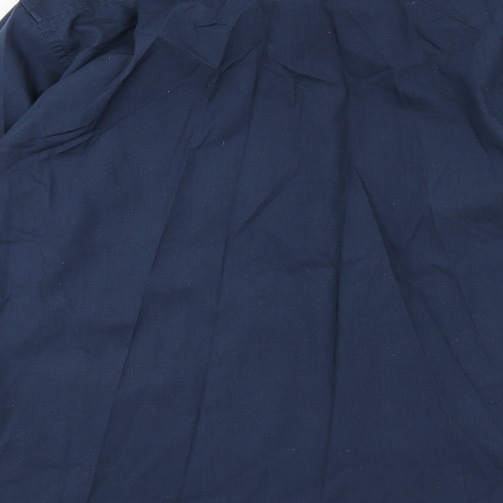 Peter England Mens Blue Cotton Button-Up Size 16.5 Collared Button