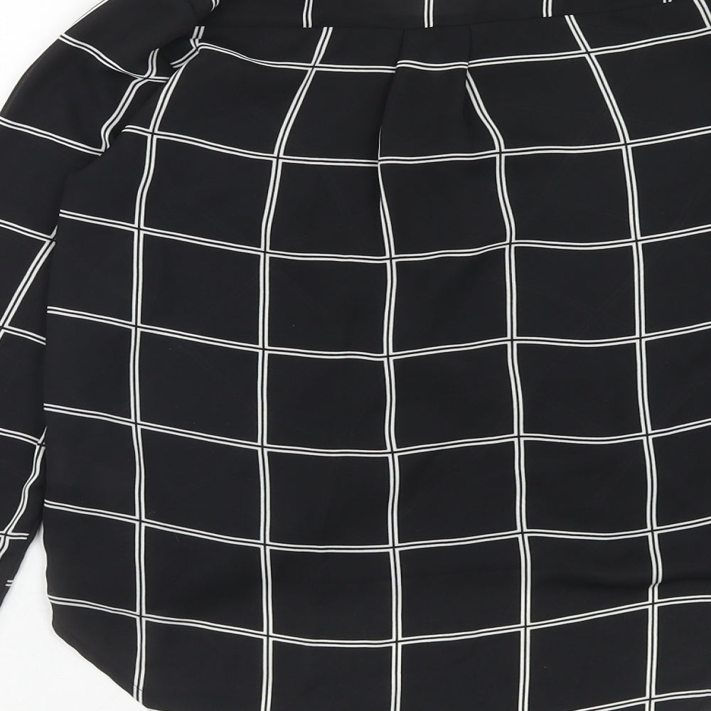 Atmosphere Womens Black Check Polyester Wrap Blouse Size 6 V-Neck