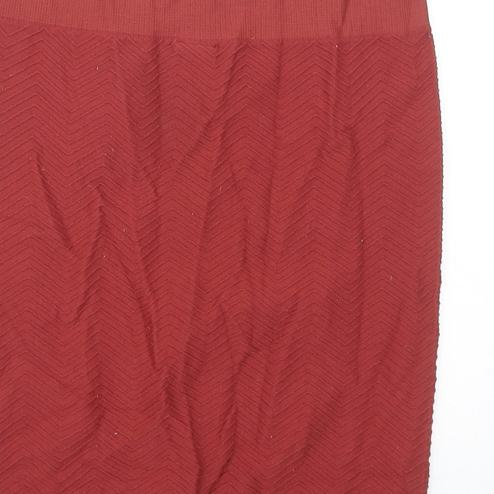 VERO MODA Womens Orange Geometric Polyamide Straight & Pencil Skirt Size S