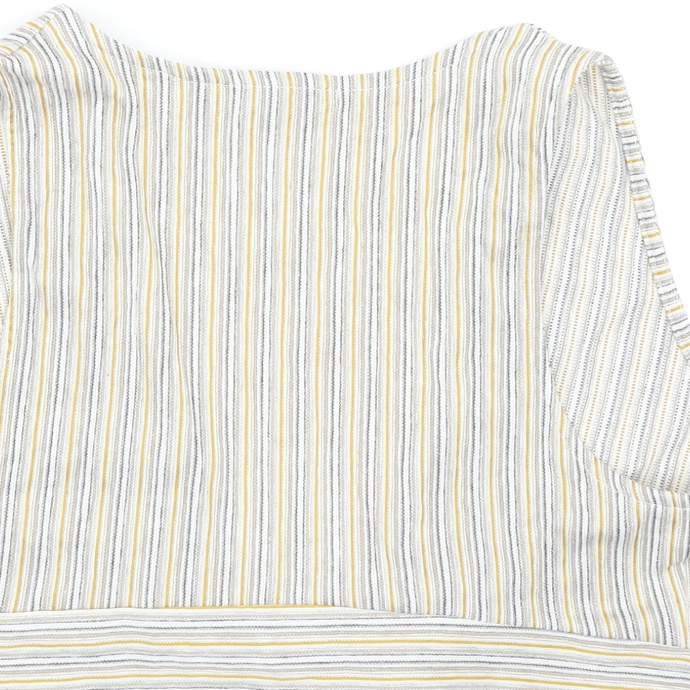 Pull&Bear Womens Multicoloured Striped Polyester Cropped Tank Size XL V-Neck - Tie Front