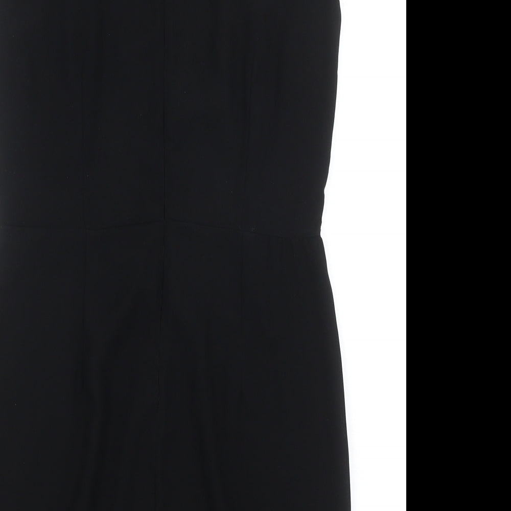 TFNC Womens Black Geometric Polyester A-Line Size M Round Neck Zip