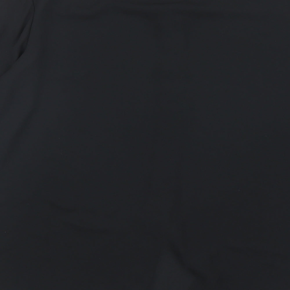 H&M Womens Black Polyester Basic Button-Up Size 12 Round Neck