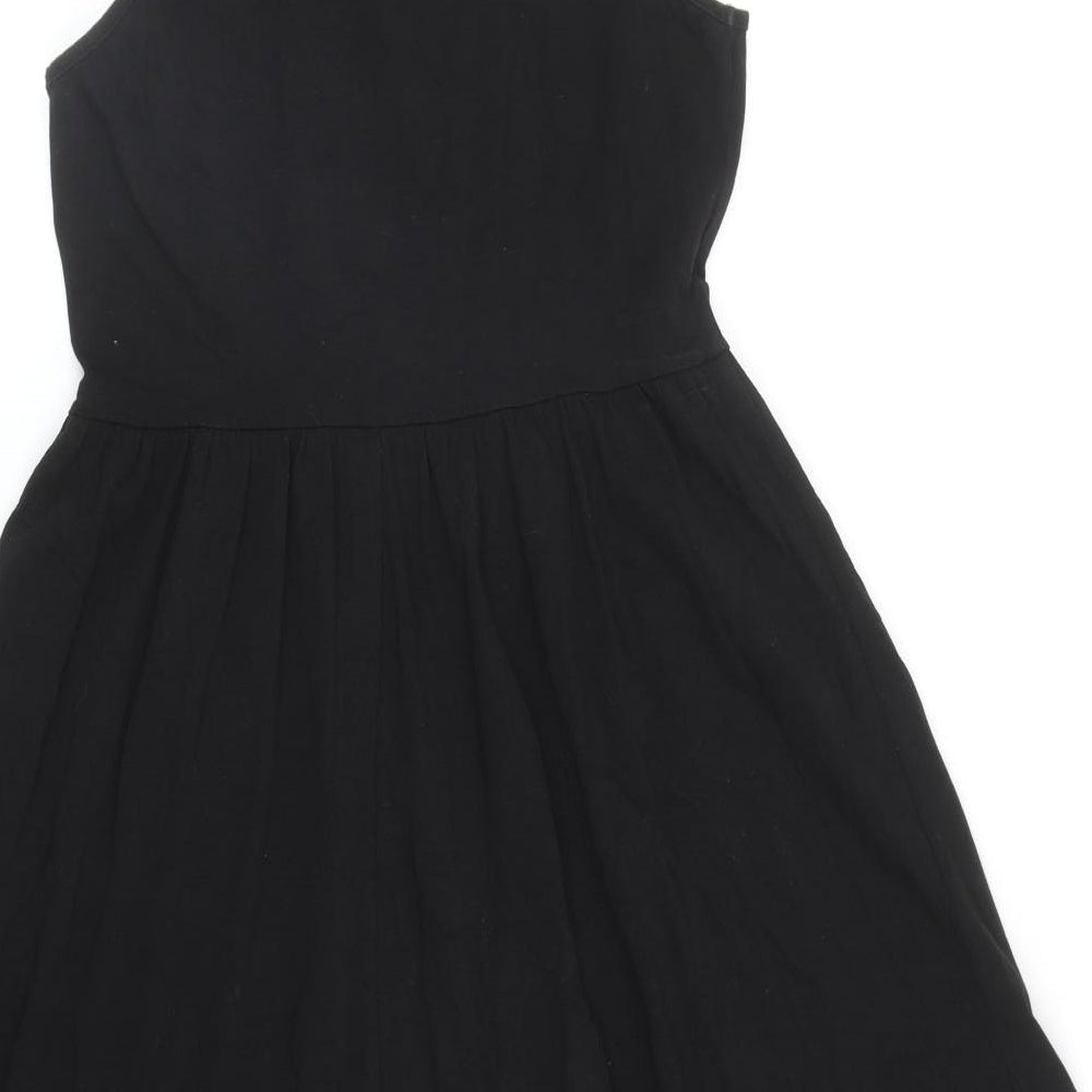 ASOS Womens Black Cotton Fit & Flare Size 10 Round Neck Pullover