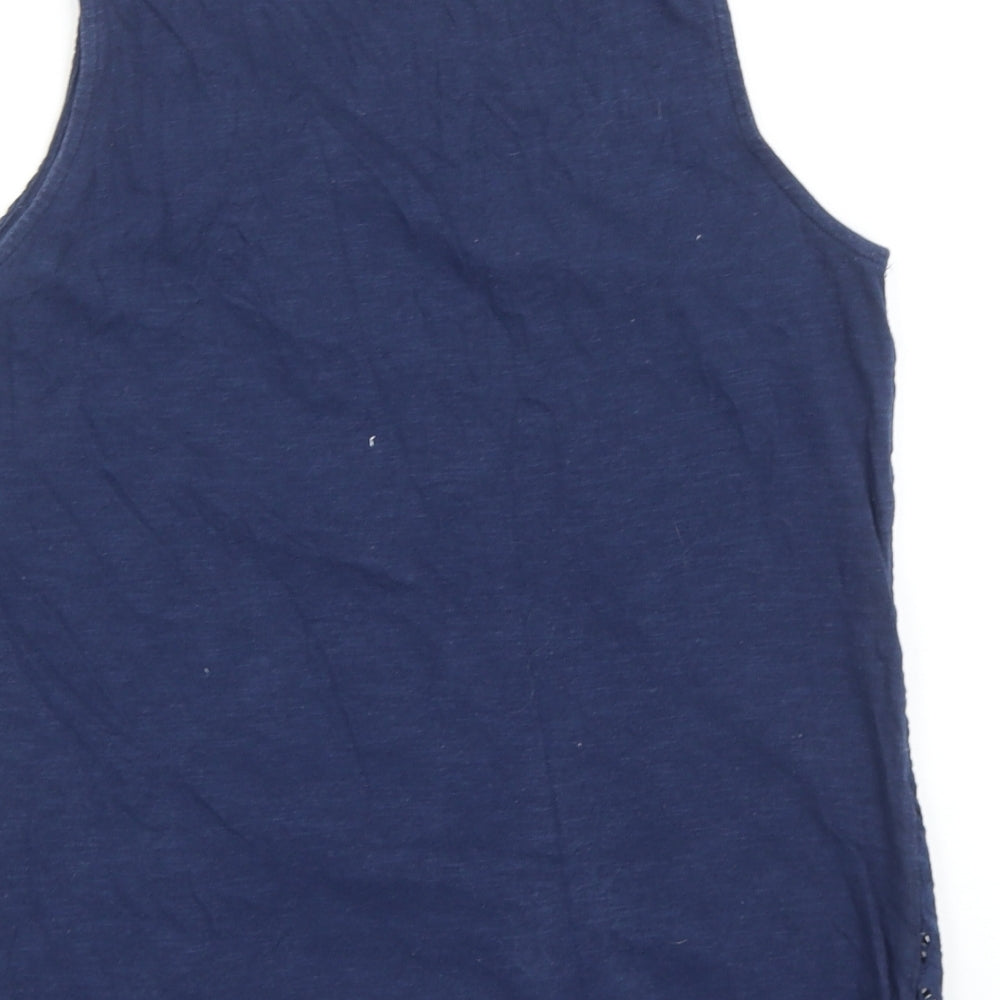 Atmosphere Womens Blue Geometric Cotton Basic Tank Size 12 V-Neck