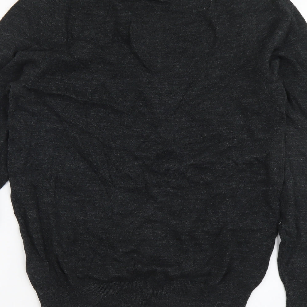 Marks & Spencer Mens Grey V-Neck Cotton Pullover Jumper Size S Long Sleeve