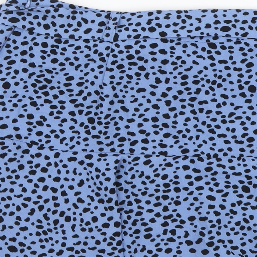Stradivarius Womens Blue Polka Dot Viscose Skater Skirt Size M Zip