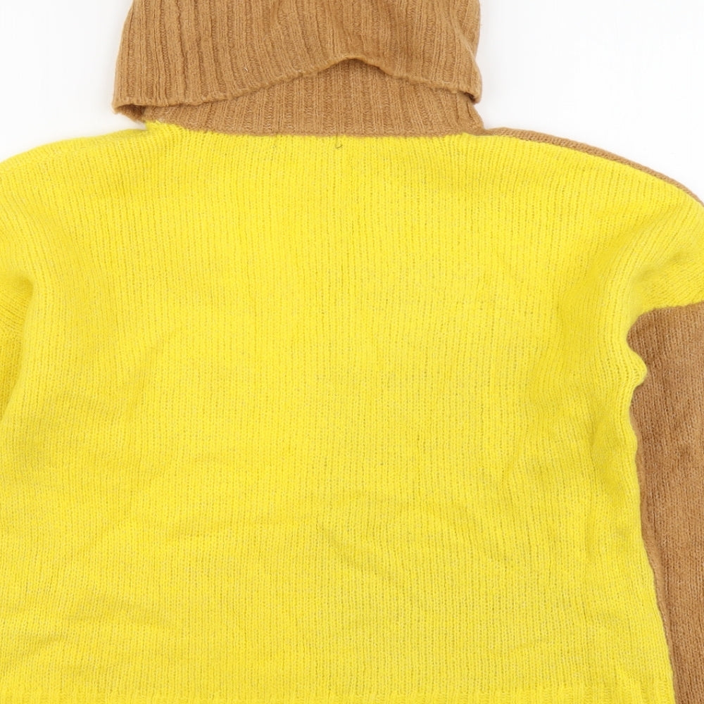 Brave Soul Womens Yellow Roll Neck Acrylic Pullover Jumper Size S