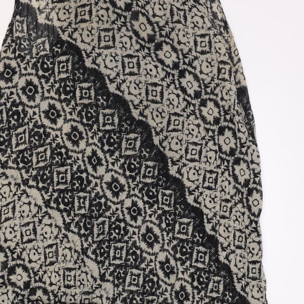 Papaya Womens Brown Geometric Polyester Trapeze & Swing Size 10 V-Neck Pullover
