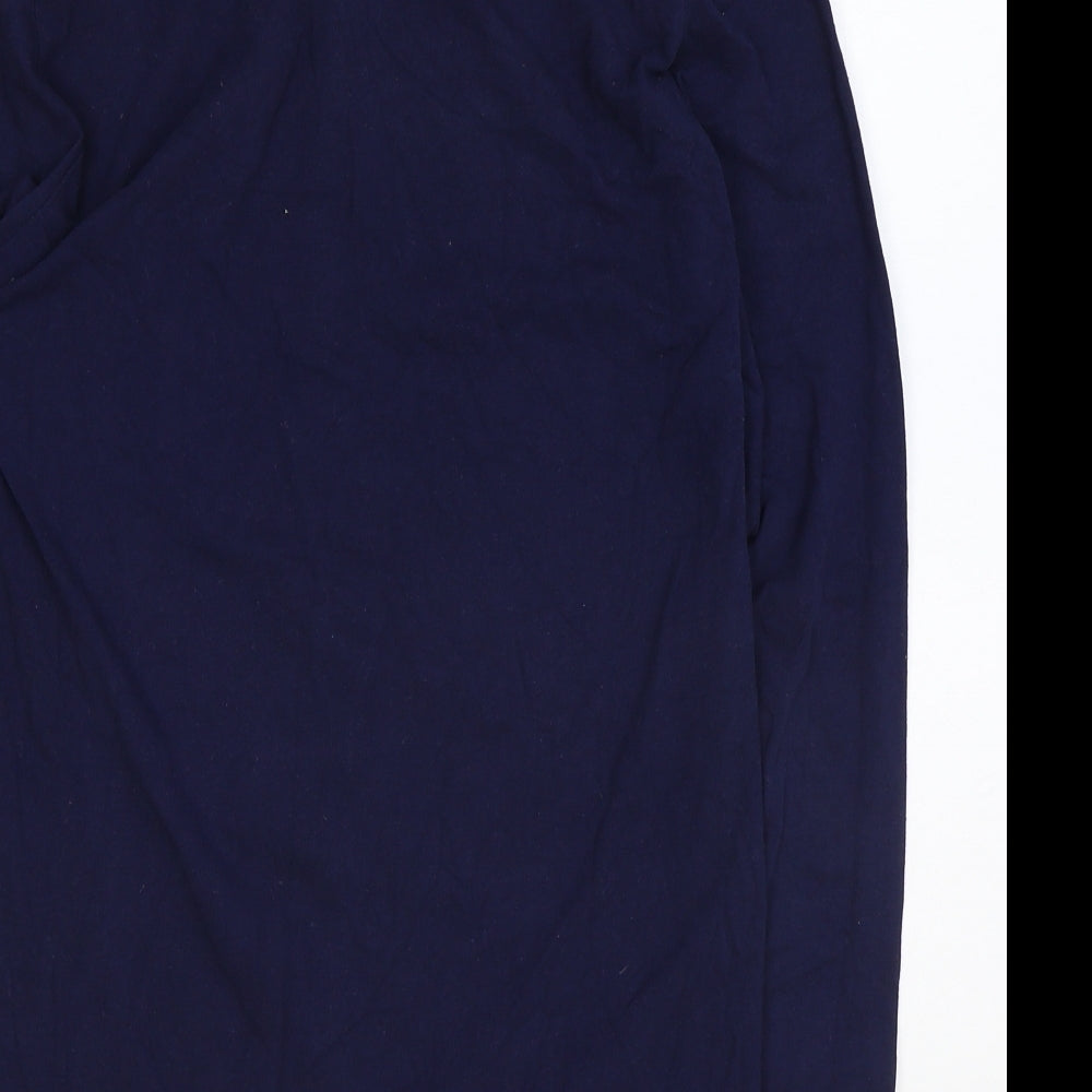Boohoo Mens Blue Cotton Button-Up Size M Round Neck Button