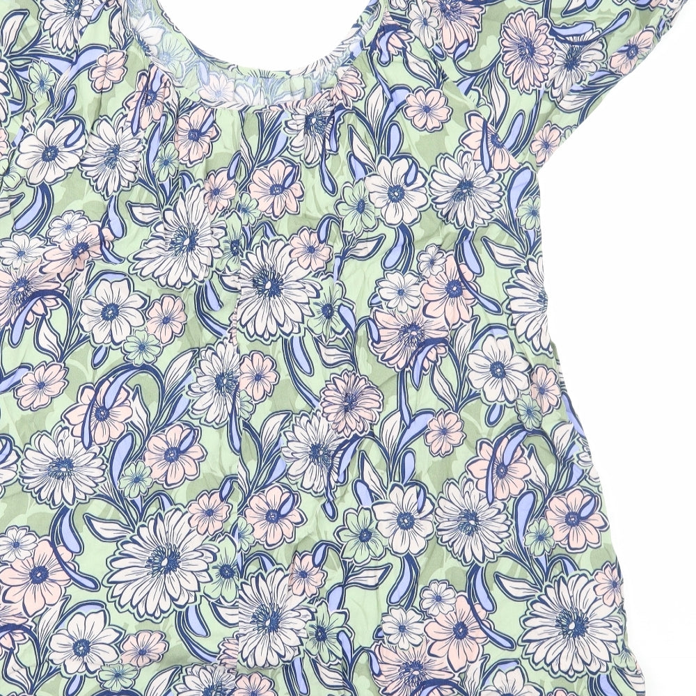 Papaya Womens Green Geometric Viscose A-Line Size 10 Round Neck Pullover