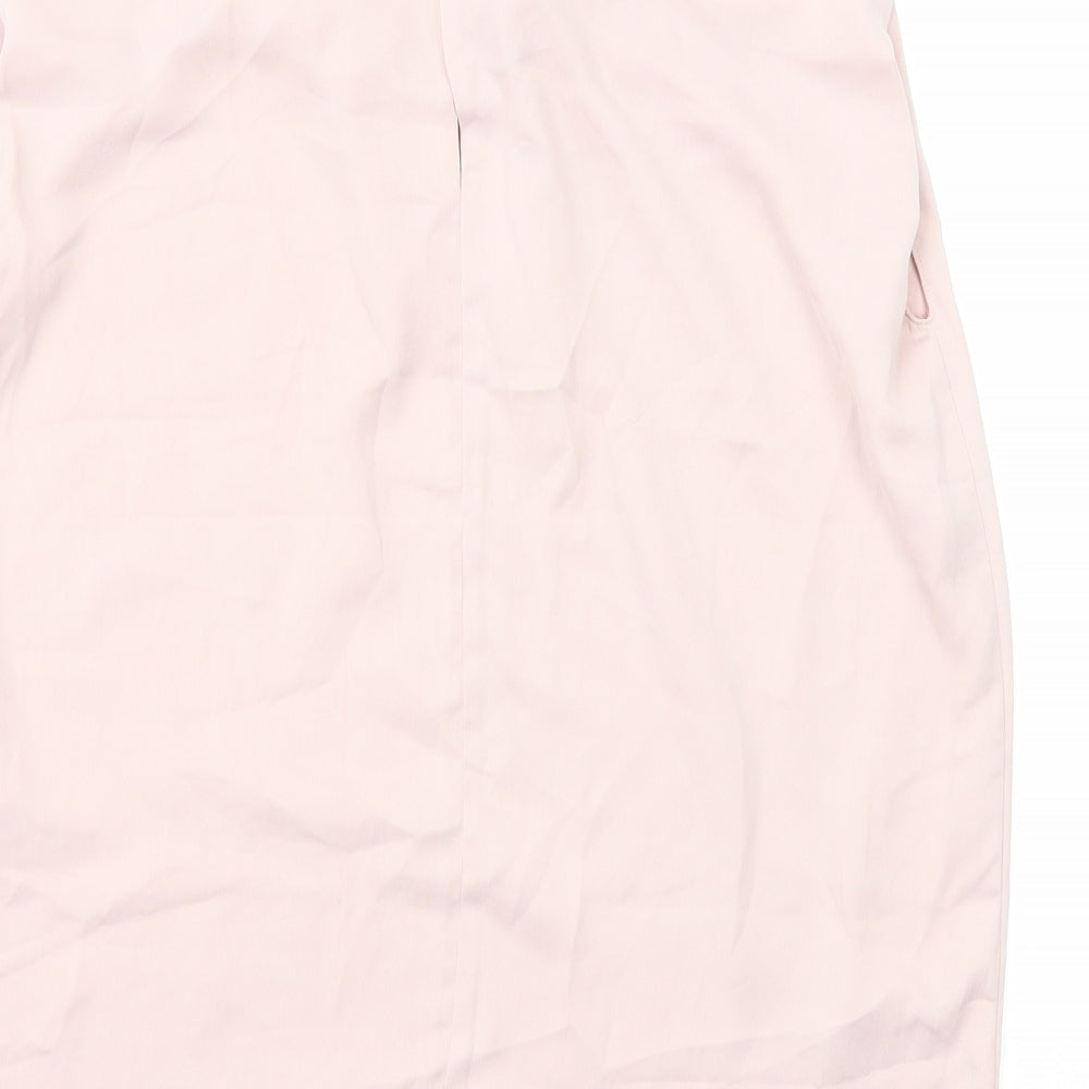 River Island Womens Pink Polyester Basic Blouse Size 8 Round Neck - Pleat Detail
