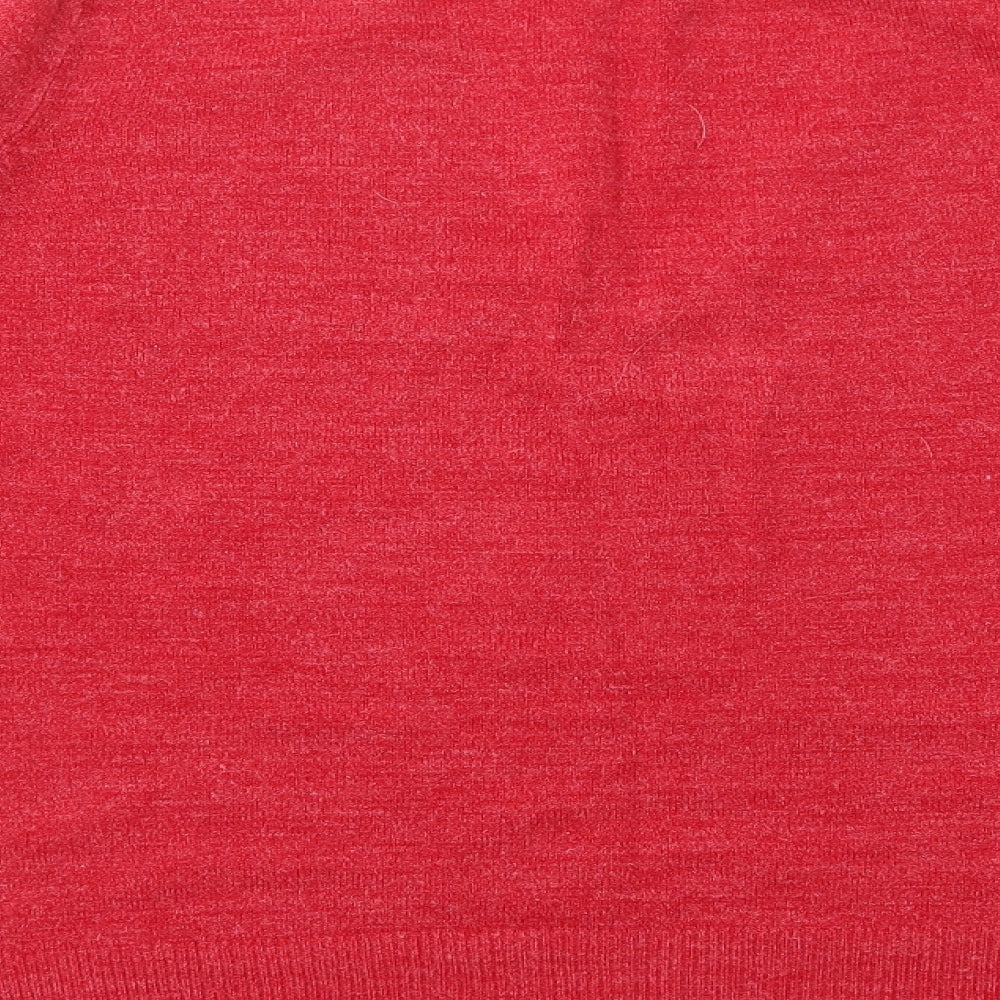 E-vie Womens Red V-Neck Acrylic Pullover Jumper Size 18