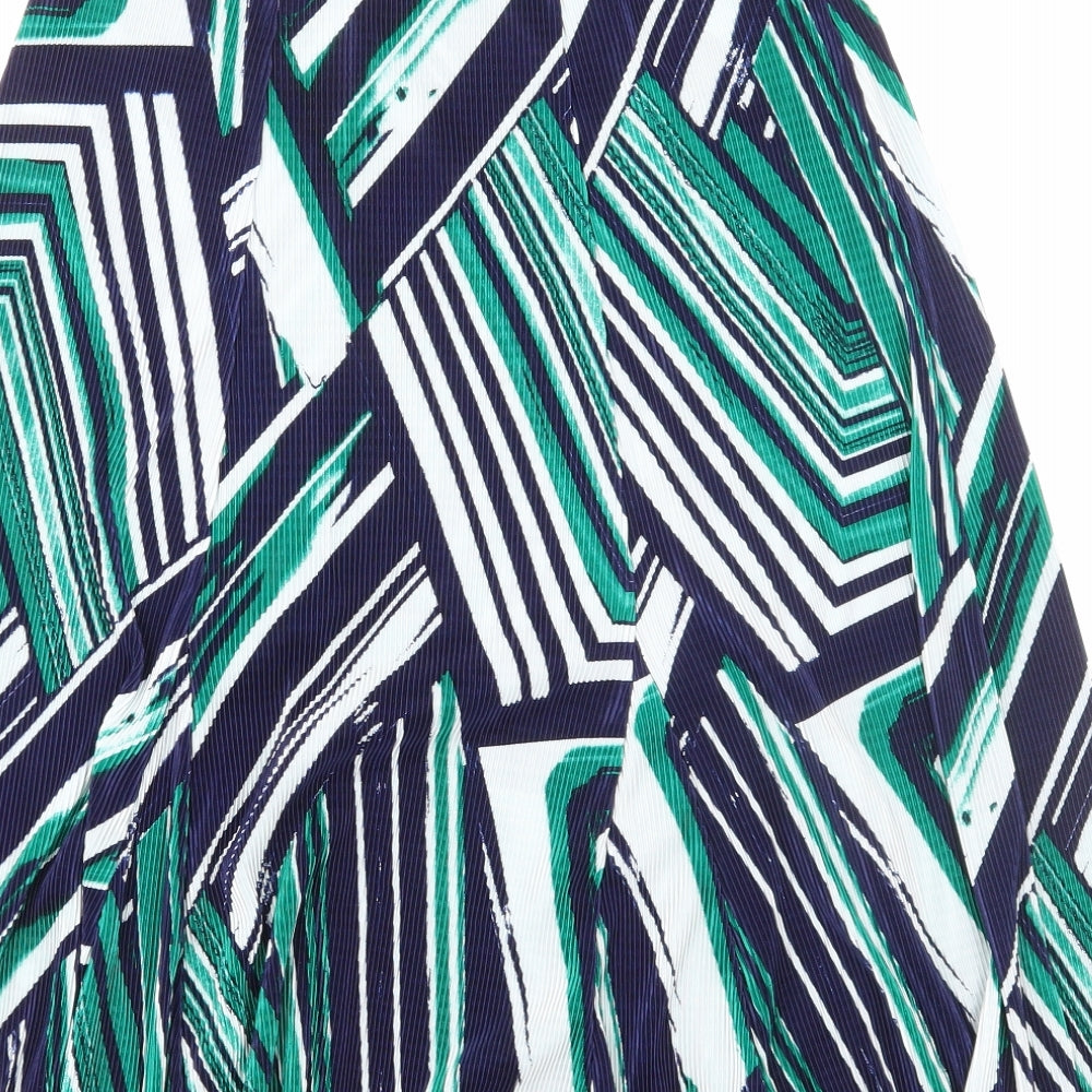 Slimma Womens Green Geometric Polyester Swing Skirt Size S