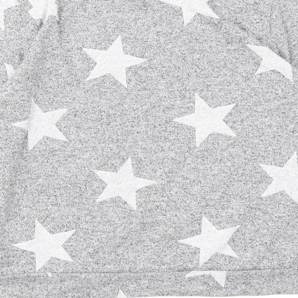 Boohoo Womens Grey Boat Neck Geometric Polyester Pullover Jumper Size M - Star