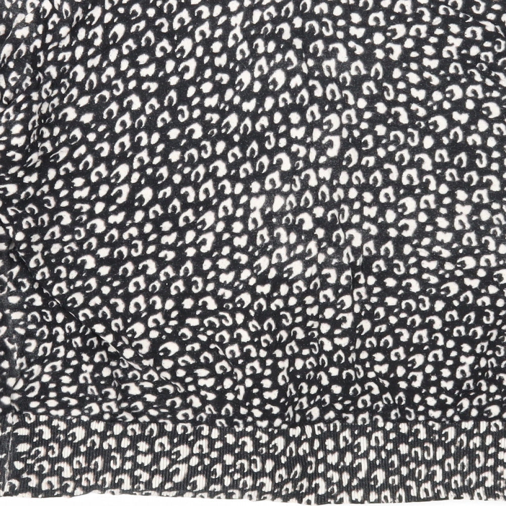 Principles Womens Black Round Neck Geometric Viscose Cardigan Jumper Size 16