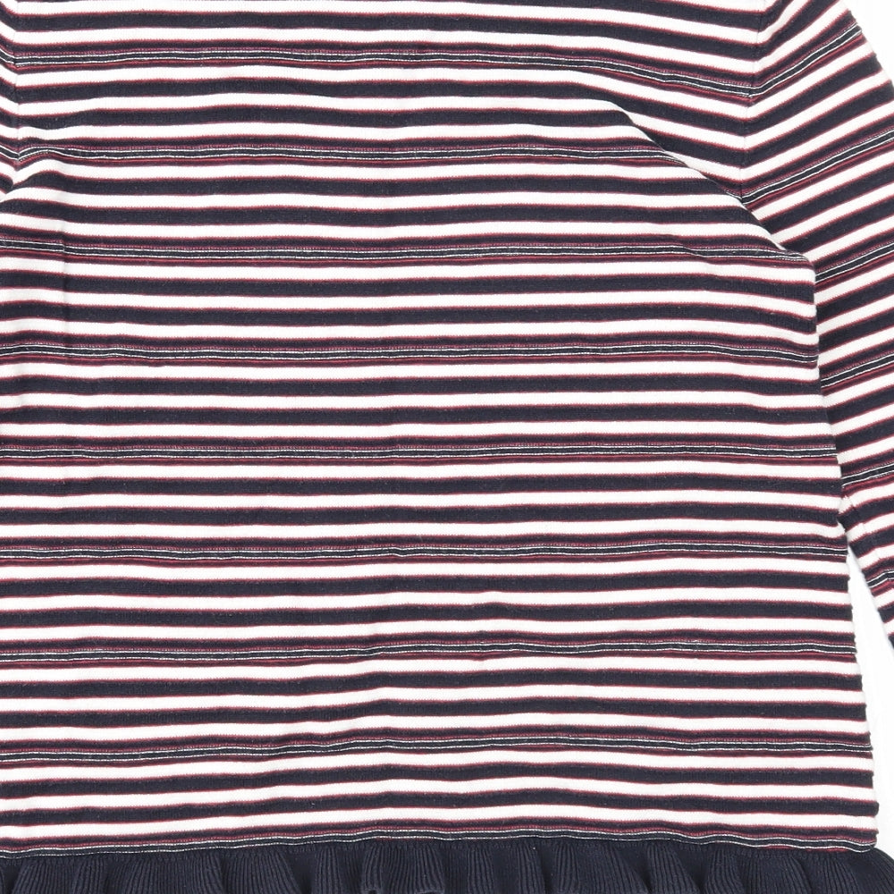 Papaya Womens Multicoloured Round Neck Striped Cotton Pullover Jumper Size 8