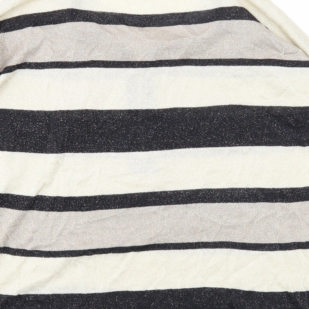 Blue Vanilla Womens Beige Round Neck Striped Viscose Pullover Jumper Size S