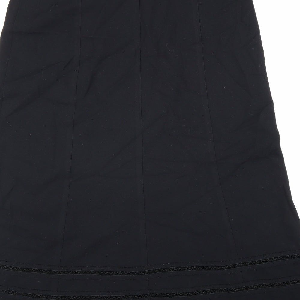 Marks & Spencer Womens Black Polyester Swing Skirt Size 14 Hook & Loop