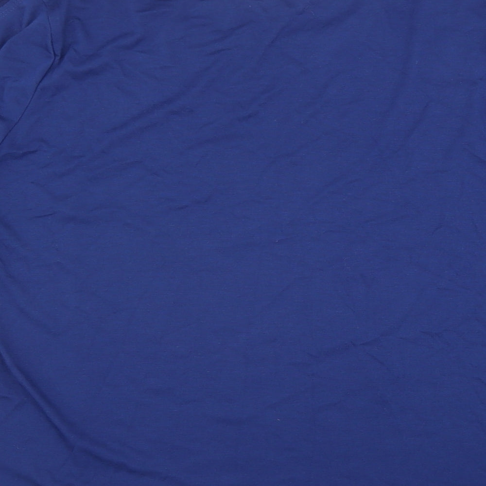 Preworn Womens Blue Polyester Basic Blouse Size L Boat Neck - Tie Sleeve Detail