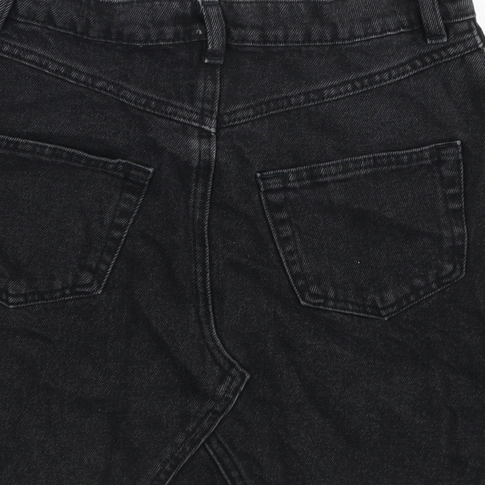 Monki Womens Black Cotton Mini Skirt Size 6 Zip