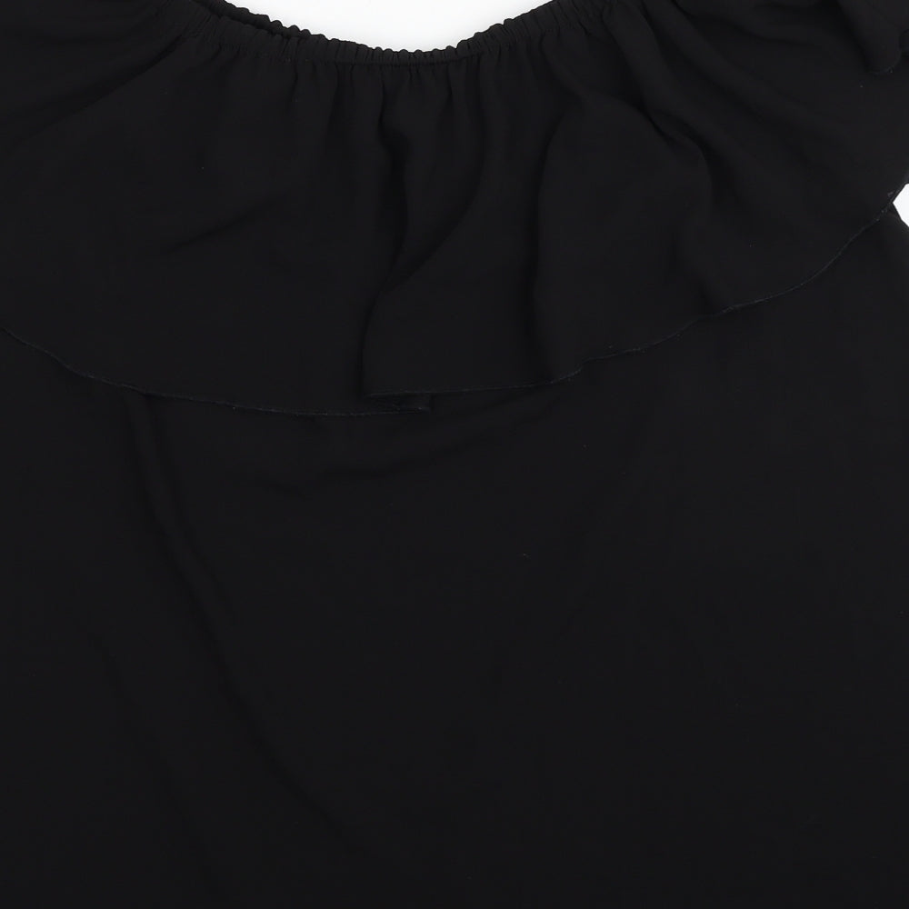 Queenie Womens Black Polyester Mini Size M Off the Shoulder Pullover - Size M-L