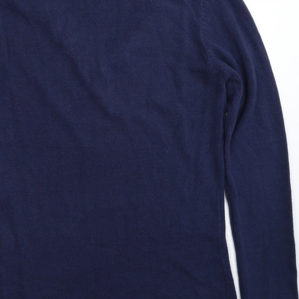 Klass Womens Blue V-Neck Acrylic Pullover Jumper Size S