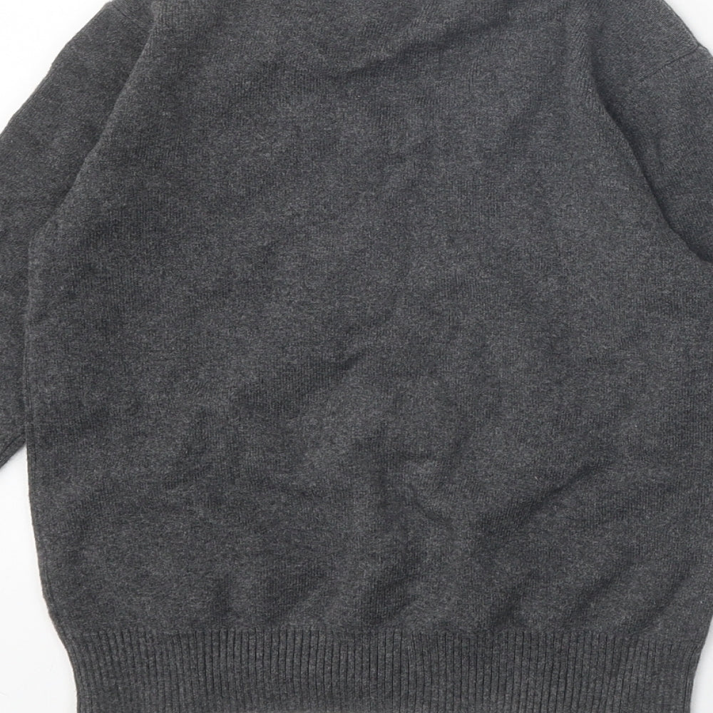 Marks & Spencer Girls Grey V-Neck Cotton Pullover Jumper Size 5-6 Years Pullover