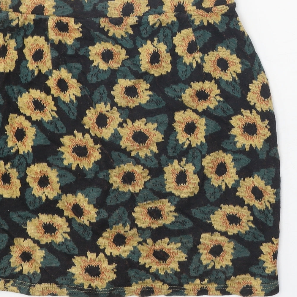 Cooperative Womens Black Floral Cotton Mini Skirt Size S