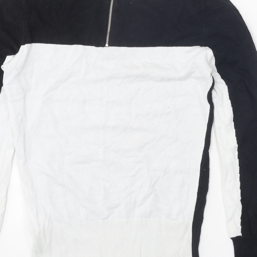 Oasis Womens Black Round Neck Cotton Pullover Jumper Size S