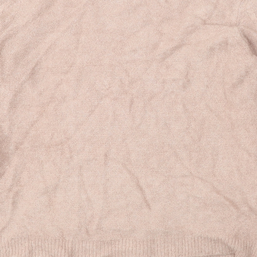 M&Co Womens Pink Round Neck Geometric Acrylic Pullover Jumper Size 12