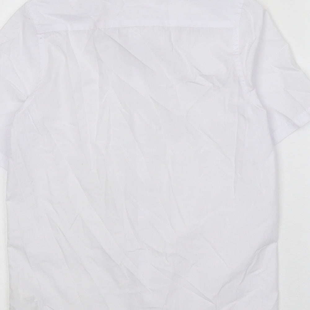 Marks & Spencer Boys White Polyester Basic Button-Up Size 10-11 Years Collared Button