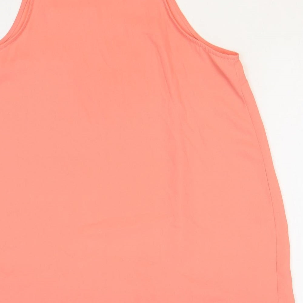 New Look Womens Pink Polyester Basic Tank Size 10 Square Neck