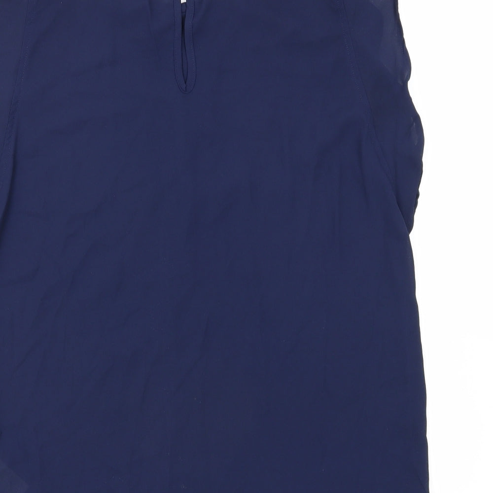 CALLIOPE Womens Blue Viscose Basic Blouse Size M Boat Neck - Pleat Detail