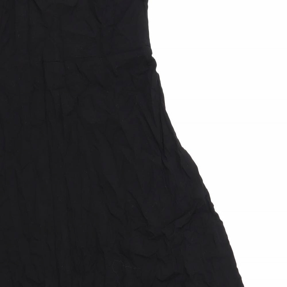 Warehouse Womens Black Viscose A-Line Size 12 Square Neck Zip