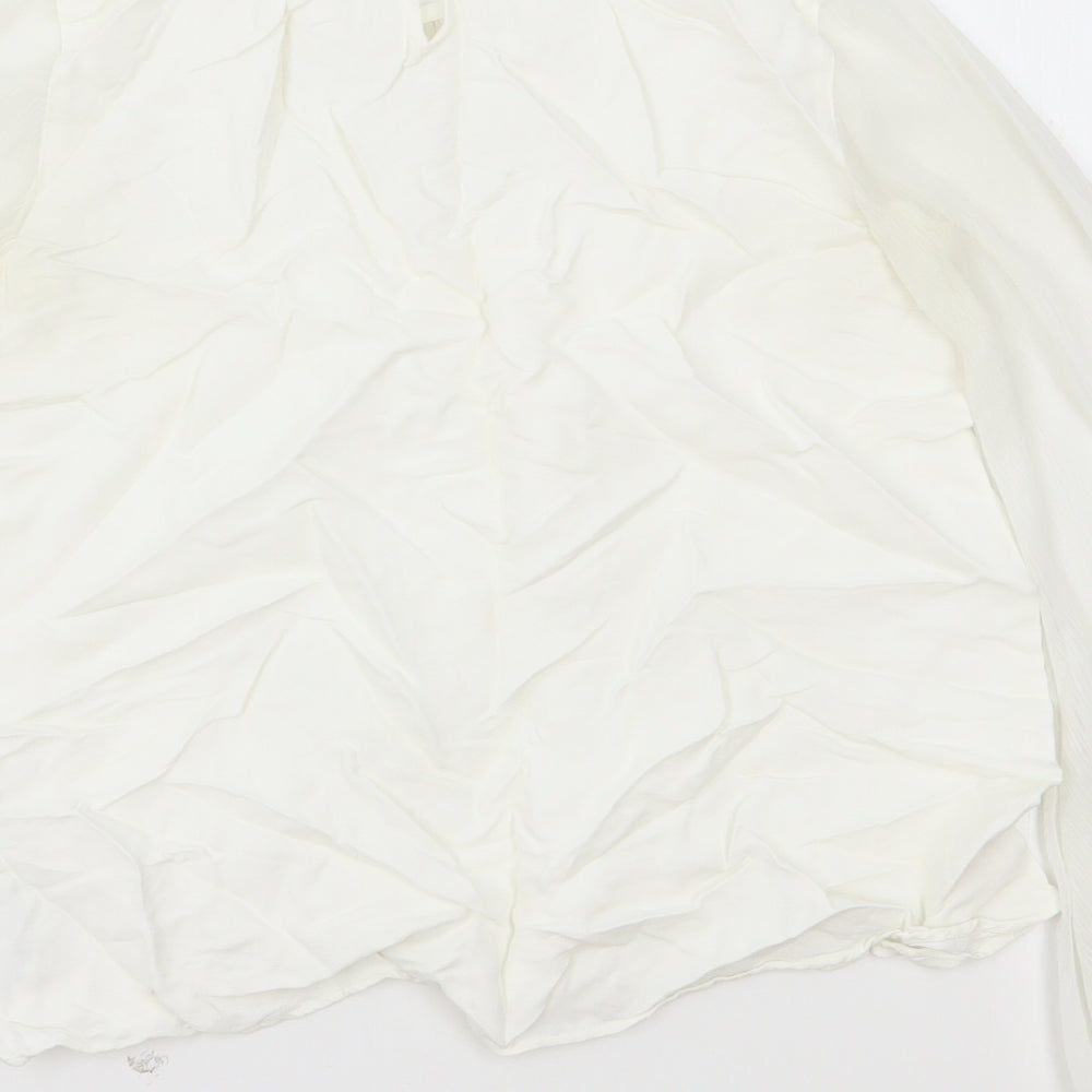 Zara Womens White Polyester Basic Blouse Size S Round Neck