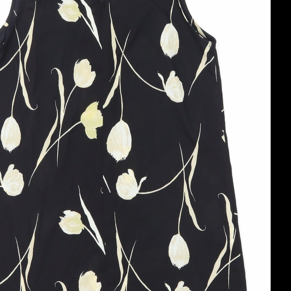 NEXT Womens Black Floral Viscose Basic Blouse Size 6 V-Neck